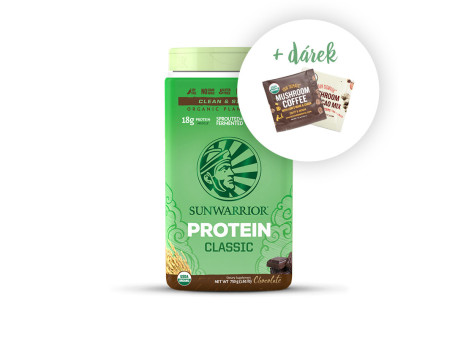 Protein Classic Bio čokoládový + zdarma Káva s Lion´s mane a Kakao s Cordycepsem