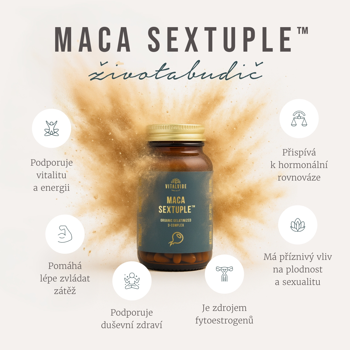 Maca Sextuple – životabudič pro podporu energie a hormonální rovnováhy