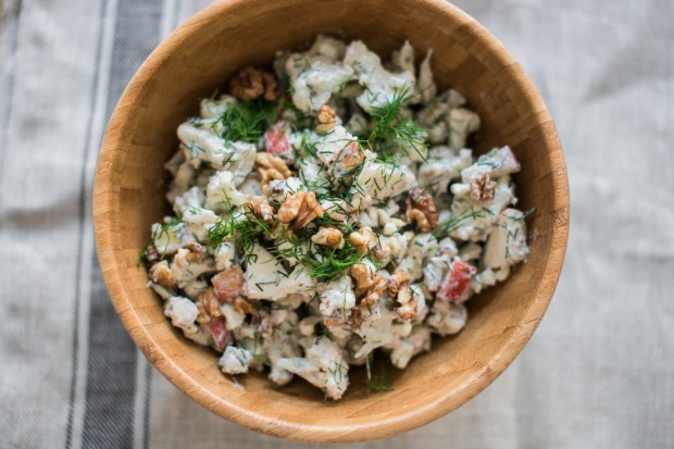 Raw Cauliflower Salad with Walnuts and Dill